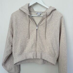 Athleta Heather Beige Zip-Up Jacket
